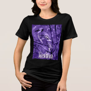 Pássaro Azul Gaio Arte Abstrato Roxo Personalizado