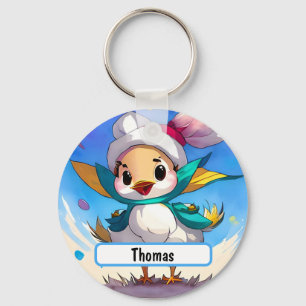 Pássaro Bonito com Chaveiro de Nametag Personalizá