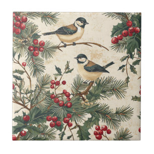 Pássaro Canoro Patrimônio Holly Natal Creme Flores