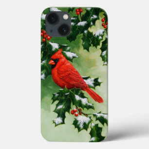 Pássaro Cardeal Vermelho Norte Masculino e Ramo H