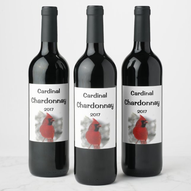 Pássaro Cardinho Vermelho no Rótulo do Vinho da Ne (Garrafas)