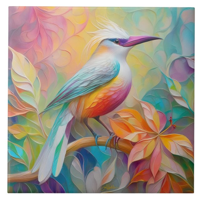 Pássaro da fantasia vermelho-rosa-bico (Frente)