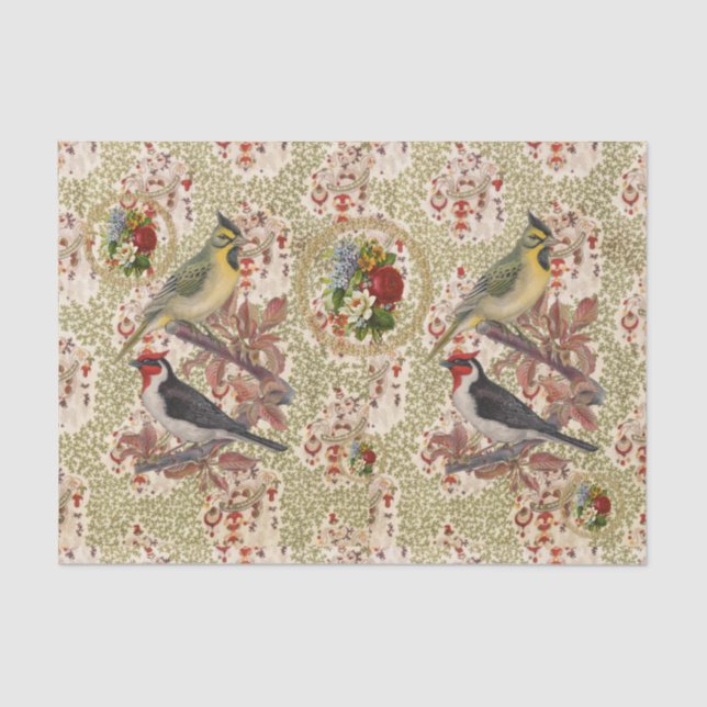 Pássaro da Vintagem de Papel Tecido (Frente )