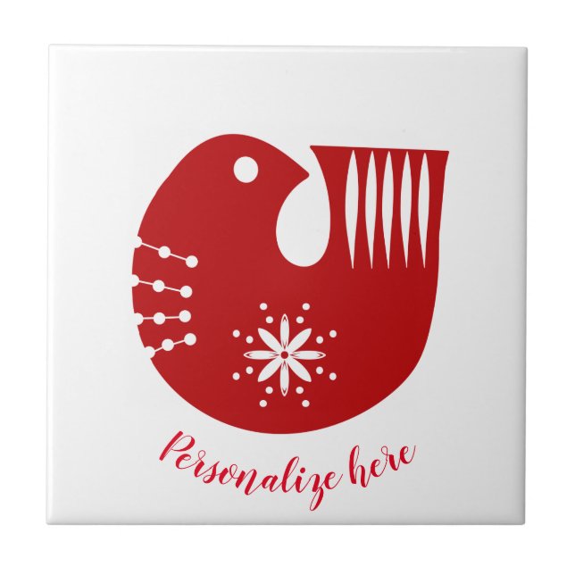 Pássaro de arte popular da Scandi      (Frente)