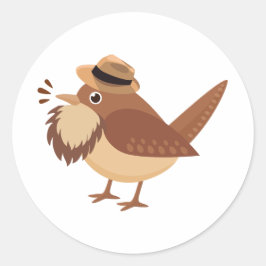 Pássaro de passarinho com adesivo de barba castanh