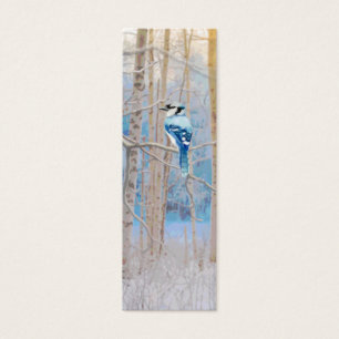 Pássaro do Bluejay da aguarela no marcador do