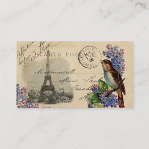 Pássaro do cartão de Paris no cartão de visita 