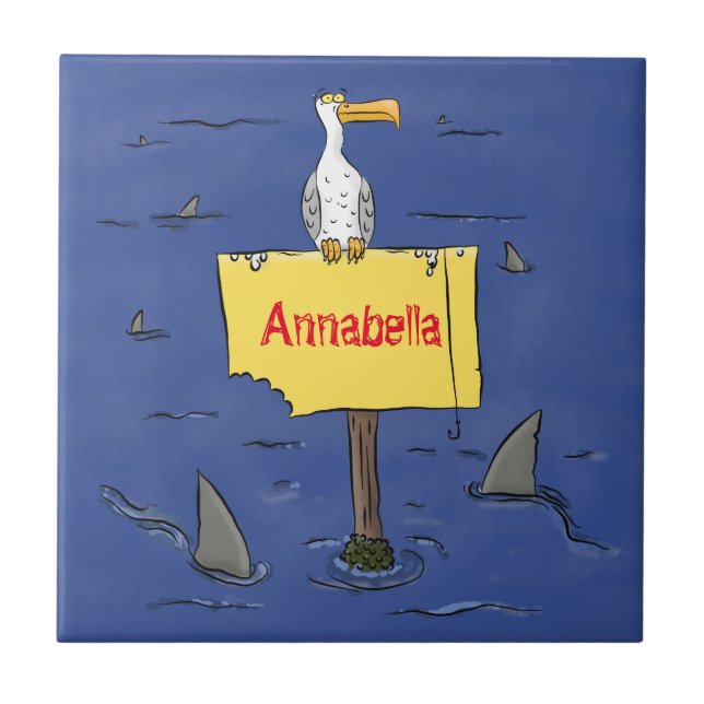 Pássaro-do-mar engraçado circulado por desenhos an (Frente)