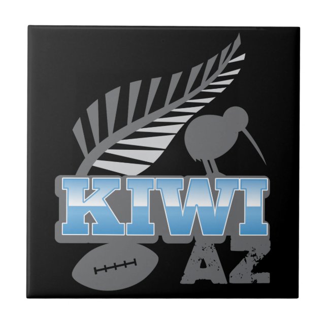 Pássaro do rugby do QUIVI AZ e samambaia de prata (Frente)