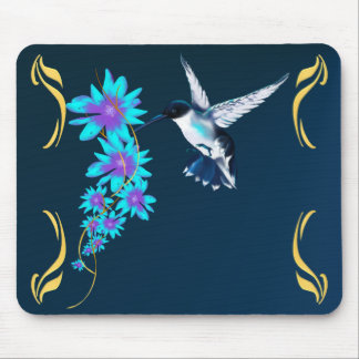 Pássaro do zumbido em Mousepad azul