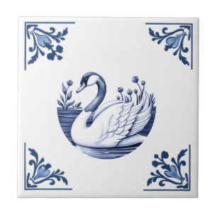 Pássaro dos cantos flóricos branco e azul do ganso