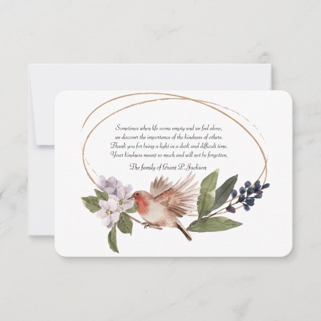 Pássaro em um Cartões de agradecimentos de simpati (Frente)