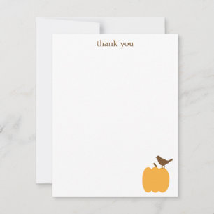 Pássaro em um Pumpkin Flat Obrigado Nota Cartões