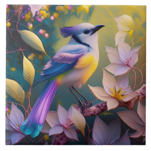 Passaro Fantasia Violeta Tuftada Amarelo Peito