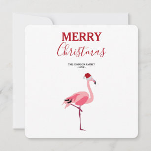 Pássaro Flamingo Rosa de Natal com Cartão de Pap