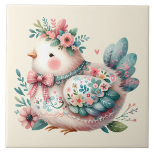 Pássaro Folclórico Floral com Charme Boho Pastel