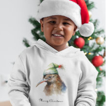 Pássaro Kiwi bonito no Chapéu Elf de Natal, person