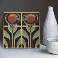 Pássaro na Flores Arte Deco Nouveau Wall Decor