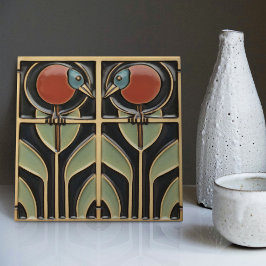 Pássaro na Flores Arte Deco Nouveau Wall Decor