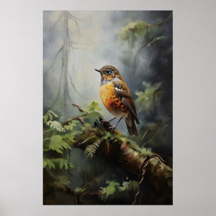 Pássaro na impressão de parede da floresta, pássar