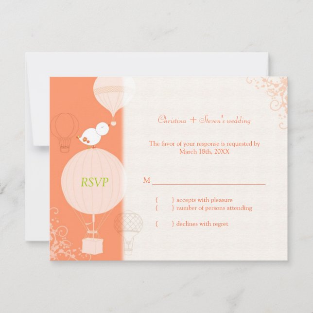 Pássaro na RSVP de Casamento de Balões de Ar Quent (Frente)