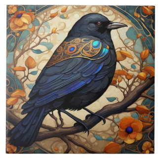 Pássaro Negro rico no estilo Art Nouveau Art Deco