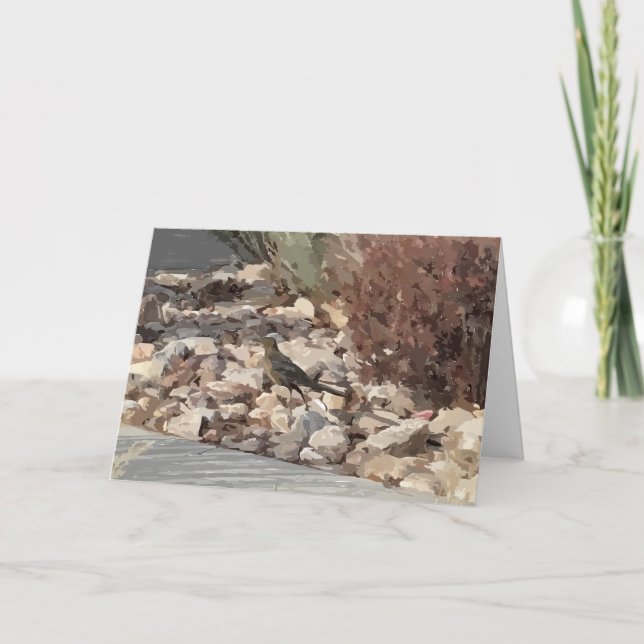 Pássaro no Cartão de Saudação Dobrado das Rochas (Frente)