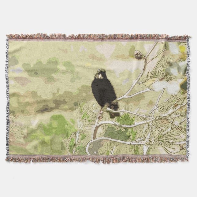 Pássaro num cobertor de lenha de pinheiro (Frente)