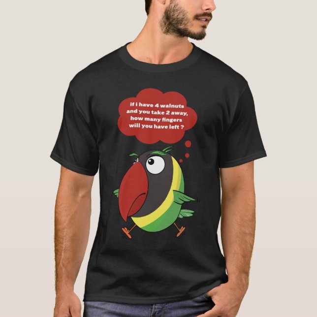 Pássaro papagaio Cuidado com o dedo! Camiseta (Frente)