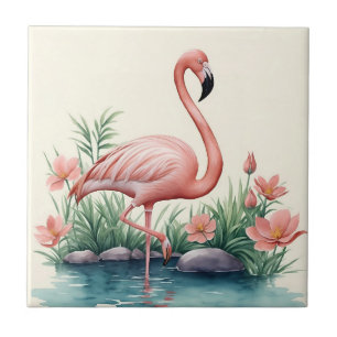 Pássaro Rosa Flamingo Floral