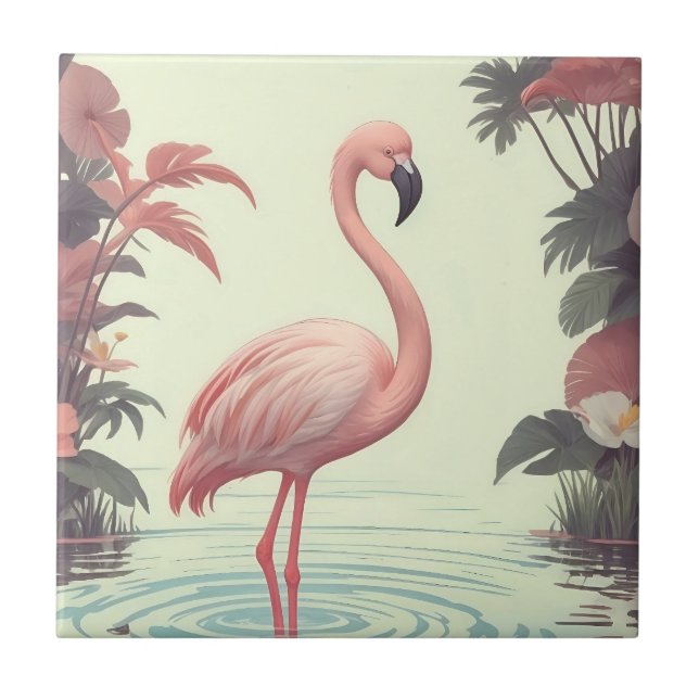 Pássaro Rosa Flamingo Vintage (Frente)