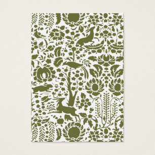 Pássaro, veado, damasco floral