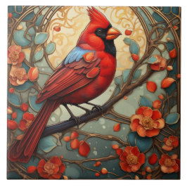 Pássaro Vermelho Cardinal no estilo Art Nouveau Ar