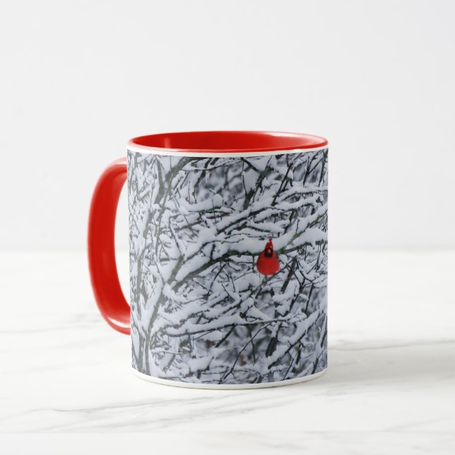 Pássaro Vermelho Cardinho na Xícara de Caneca de N (Frente Esquerda)
