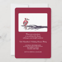 Pássaro Vermelho em um Convite de Ramificação