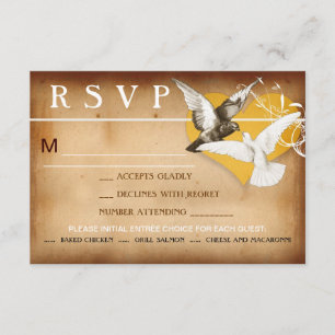 pássaros amorosos românticos e design do rsvp card
