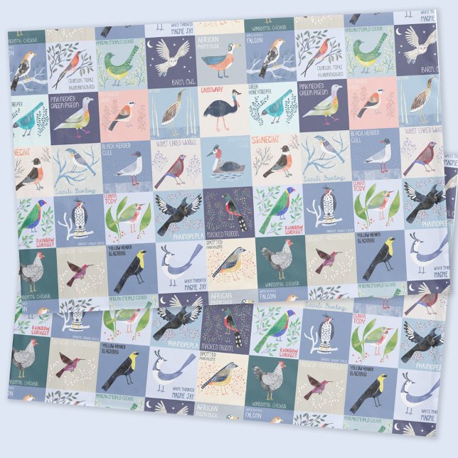 Pássaros ao redor da Arte Mundial de Aquarela (Birds around the world watercolor art pillow case by Nic Squirrell)