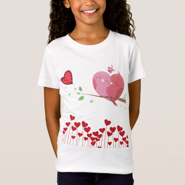 Pássaros apaixonados | camisa infantil (Frente)