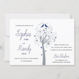 Pássaros Azuis Árvore Hebraica Convite para Casame