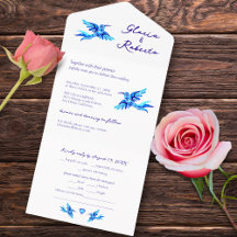 Pássaros Azuis Todos em Um Convite de casamento Me
