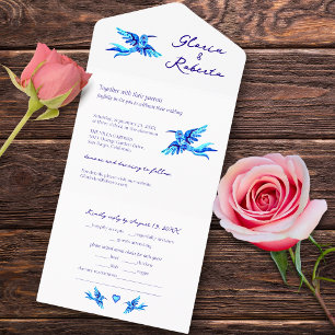 Pássaros Azuis Todos em Um Convite de casamento Me