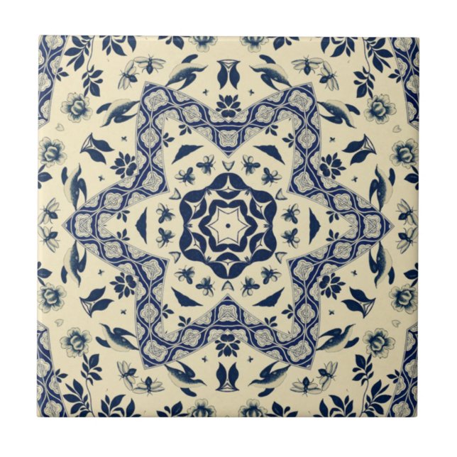 Pássaros Chineses ~ Abelhas ~ Flores ~ Delft ~ * ~ (Frente)