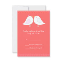 Pássaros com Cartão RSVP de Fundo Vermelho
