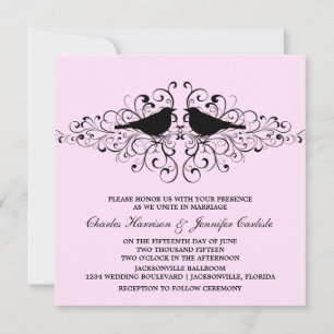 Pássaros cor-de-rosa Nadam Convite para Casamento