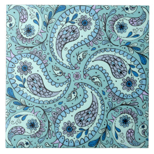 Pássaros da Paisley em azul-bebê