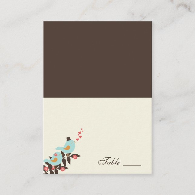 Pássaros De Amor Cartões De Lugar Dobrados (Frente)