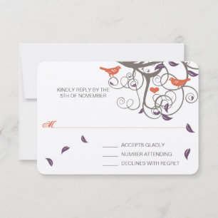 Pássaros de Amor Casamento RSVP Árvore de Madeira 