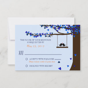 Pássaros de Amor Corações Caindo Azul RSVP