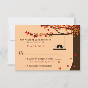 Pássaros de Amor Corações Caindo Carvalho RSVP
