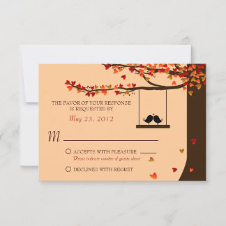Pássaros de Amor Corações Caindo Carvalho RSVP